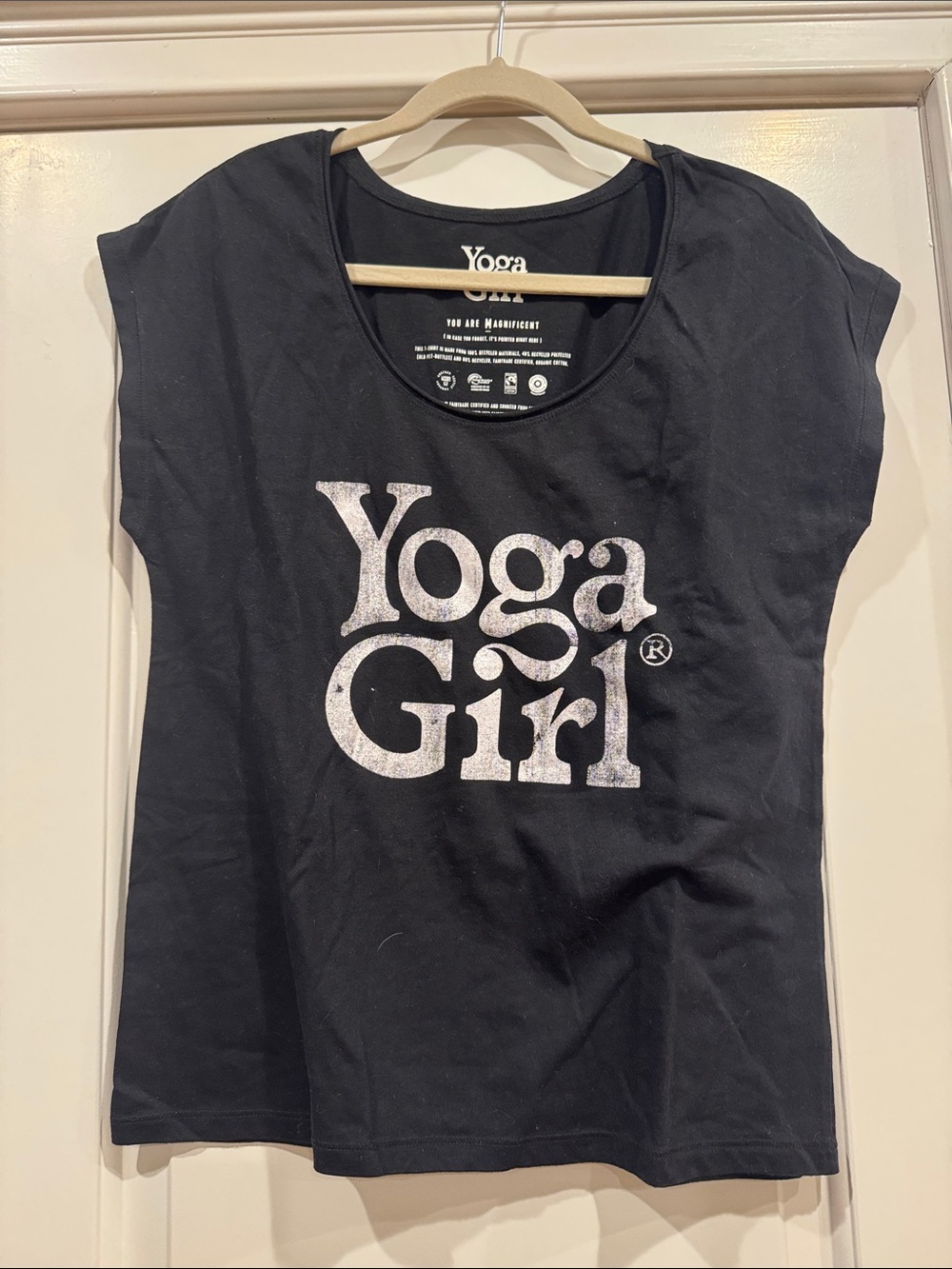 Women's Black Yoga Girl Logo Tee